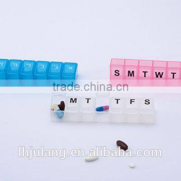 Hot sell plastic 7days pill box / plastic weekly pill box