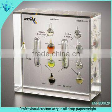 Professional custom acrylic oil drop paperweight