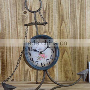COPPER METAL ANCHOR SHAPE TABLE TOP CLOCK