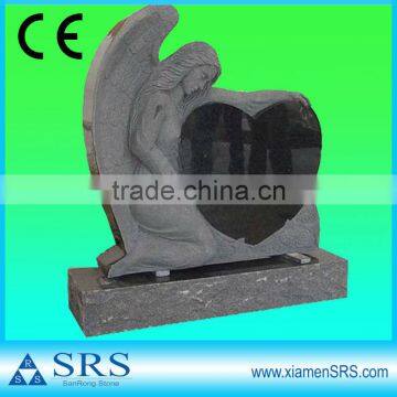 Black European angel heart tombstone