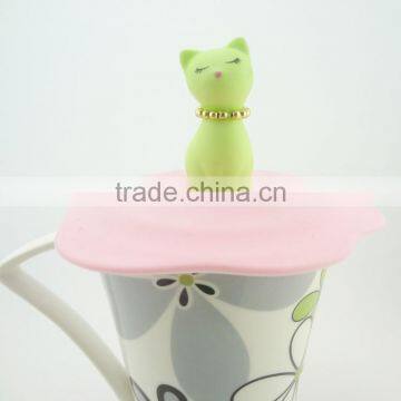 Food Grade Silicone Rubber Anti-dust Airtight Seal Silicone Drink Cup Lids With Cat Head Shape photo-2