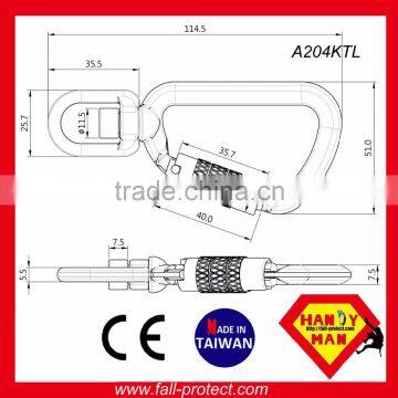 A204KTL Tool Swivel Carabiner Aluminum 8kN Safety Tether Hook photo-4