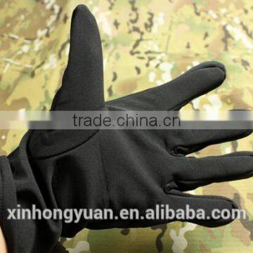 Black Sharkskin Shell Warm Waterproof Windproof Long Military Tactical Gloves With Fleece photo-3