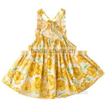 2017 Summer Beach Style Sleeveless Princess Flowers Printed Kids Party Wear Dresses for Girls photo-2