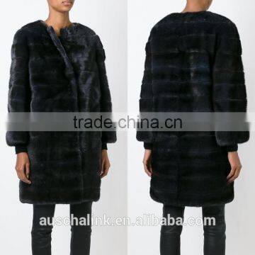New Style Modern Ladies Black Mink Fur Padded Coat Competitive Price photo-6
