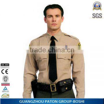 Custom Long Sleeve Security Guard Uniform Khaki Shirt With Tie