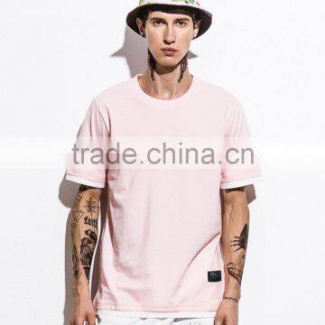 SZXX T371 High Quality Colored Cotton Pink O-neck T-shirt Mens