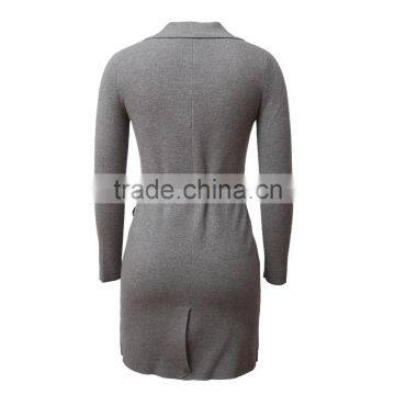 Lapel Collar Belted Long Cardigan Women With Side Pockets, Self-tie Belt, Full Button Closure photo-2