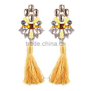 Bohemian Jewelry Rhinestone Gems With Alloy Plated Tassel Dangle Earrings photo-6