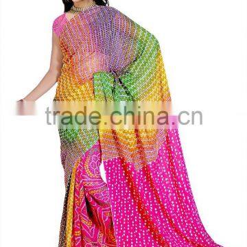 Bandhani Printed Designer Styles Saree With Blouse photo-2