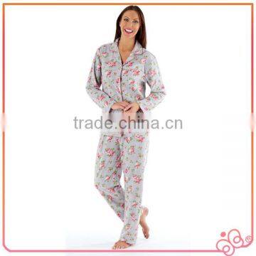 Warm Soft Fleece Floral Long Sleeve women flannel pajama