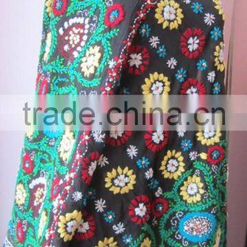 Multicolor PHULKARI GEORGETTE DUPATTA SHAWL, Hand embroidery