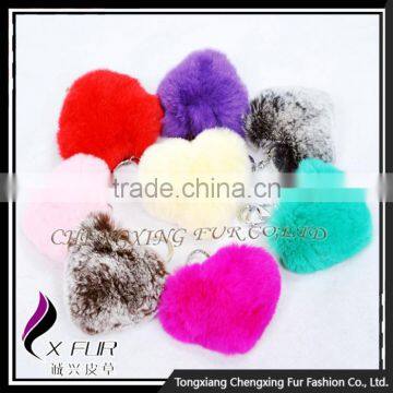 CX-R-46 Lovely Fashion Genuine Rex Rabbit Fur Keychain photo-2