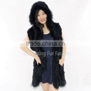 CX-G-B-69E Women's Real Raccoon Fur/ Rabbit Fur Vests From China