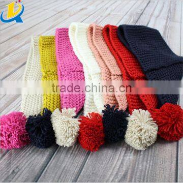 2016 Korean winter children fashion thick wool knitted scarf with ball