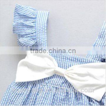 Newborn Infant Boutique Clothes Flutter Sleeve Seersucker Stripe Bubble Thailand Wholesale Toddler Clothing Romper