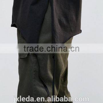 Hip Hop Style Super Longline Curved Hem 100% Cotton Breathable Men Black T-shirt Wholesale photo-3