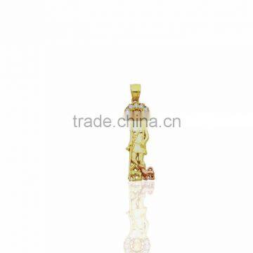 Two tone plated st lazaro charm pendant