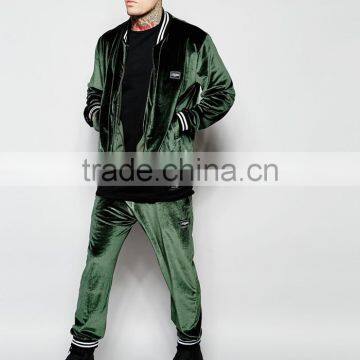 Dark Green Velour Joggers Wholesale Sweatpants Mens photo-3