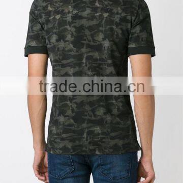 Tonal Green Pima Cotton Camouflage Print Polo Shirt Design photo-3