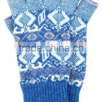 Fancy Kintted Jacquard Cashmere Mitten Gloves Half Finger Gloves photo-3