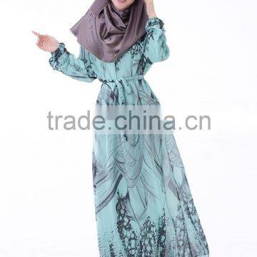 Latest Design Thailand Indonesia Women Dress Muslim Dress Long Sleeve Dress photo-3