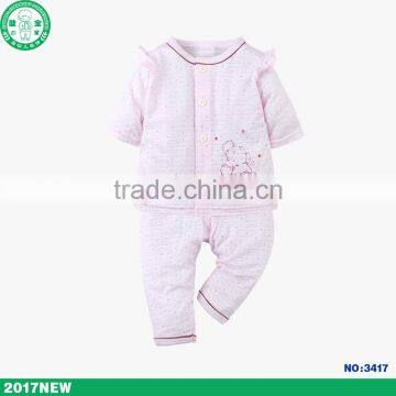 OEM soft comfortable simples design pink baby girls clothing sets