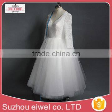 Applique Lace Short Lace Bridal Wedding Dress photo-3