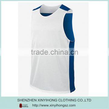 Custom Plain White&blue Color Mens Slim Fit Sport Singlets