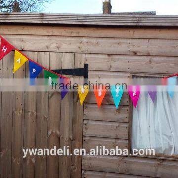 Happy Birthday Bunting Banner With White Letters, Party Bunting Banner, Handmade Felt Bunting Banner