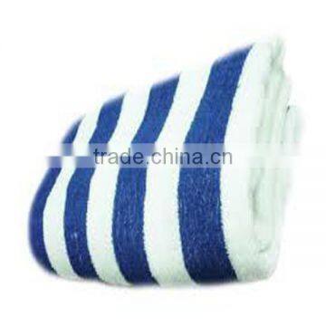 100% cotton white and blue stripe pool towel