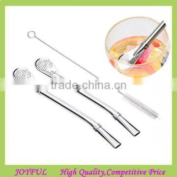 New Arrival Kitchen Tool 2PCS Metal Yerba Mate Drinking Straw With Cleaner Brush