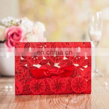 Greeting Card 6022 Elegant Red Laser Cut Wedding Invitation Cards