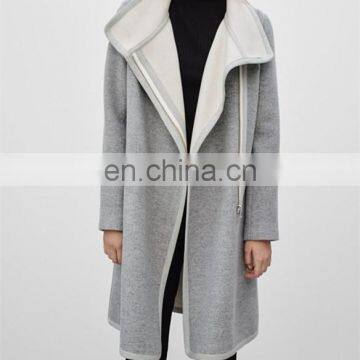 China Custom Womens Apparel Supreme Soft Wool Blench Thick Long Woman Jacket Winter Gray NT6699 photo-2