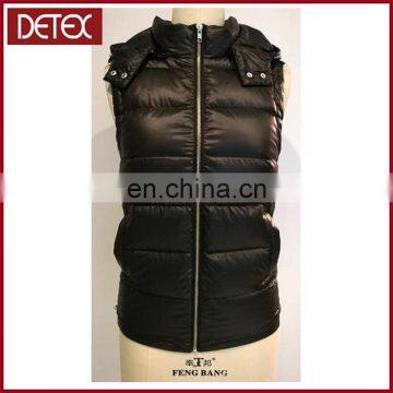 Black Hoody Quilted Down Slimming Women Cooling Vest