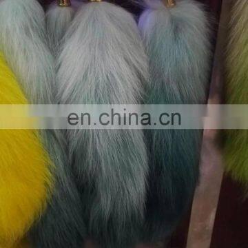 Gradient Color Real Fox Fur Tail Furry Keychain Accessories photo-4