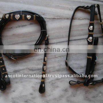 Western Concho Rawhide Headstall and Breastcollar