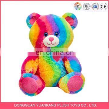 Small colorful rainbow stuffed teddy bear love plush toys for decoration