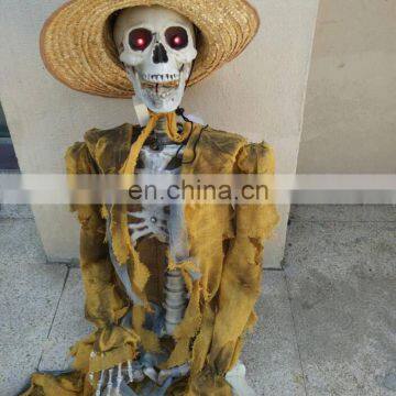 Halloween Standing Skeleton With LED Light and Sound 100% Plastic Life Size Skeleton Halloween Props