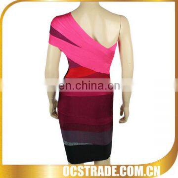 kaftan sexy one shoulder red strip dresses wholesale 2014