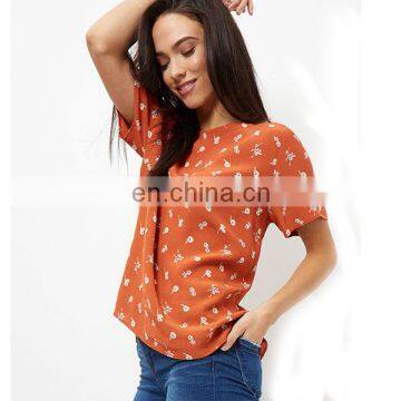 Custom t-shirt printing wholesale short sleeve Step hem casual chothes women t-shirt