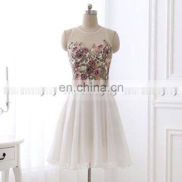 Wholesale Glamorous Applique White Chiffon Short Cocktail Dress LX334