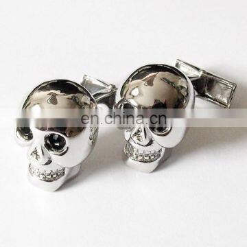 Steampunk style zinc alloy silver plating skull shape mens cufflinks