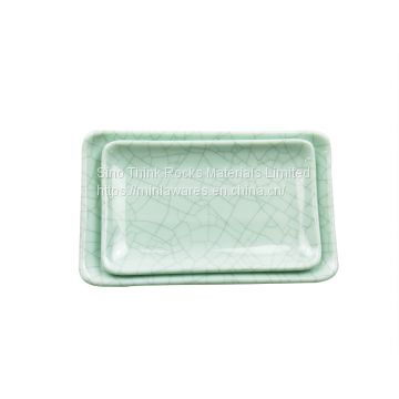 Ice-crack design Melamine Rectangle vegetable food plate for hotel & restaurant