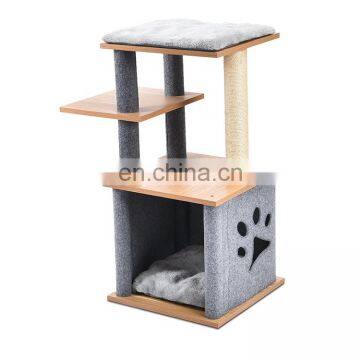 Multifunction Sturdy Wooden Pet Toy Cat Furniture With Plush Cushion