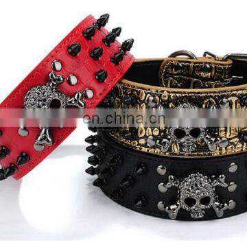 Black Skull Rivet Pet PU Collar Leather Leash Training Dog Rope Pet Neck Chain Pet Supplies photo-3