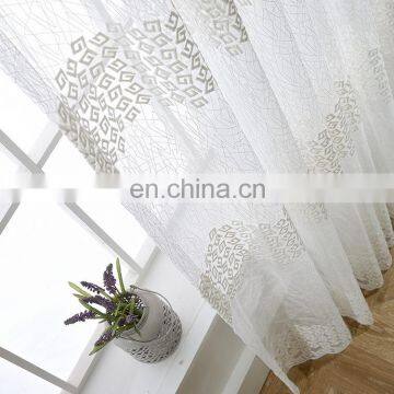 White transparent embroidery customized extra wide sheer curtains