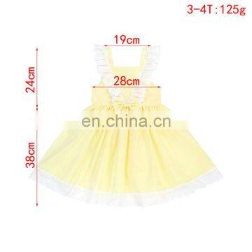 Latest Kid Dress Girl Sleeveless Soft Yellow Ruffle Cute Bow Kid Dress Boutique Children Clothing photo-6
