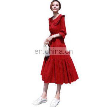 Long Skirt Female Summer 2020 New Temperament Waist Slimming Chiffon Dress Red Doll Collar Skirt Factory Direct Sales photo-2