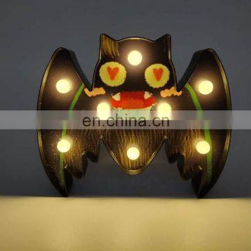 Halloween Decoration Plastic Bat Shaped LED Lamp Table Light